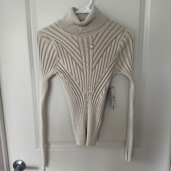Women's DKNY Jeans Top Sweater Turtle Neck Beige M Medium - Picture 1 of 4